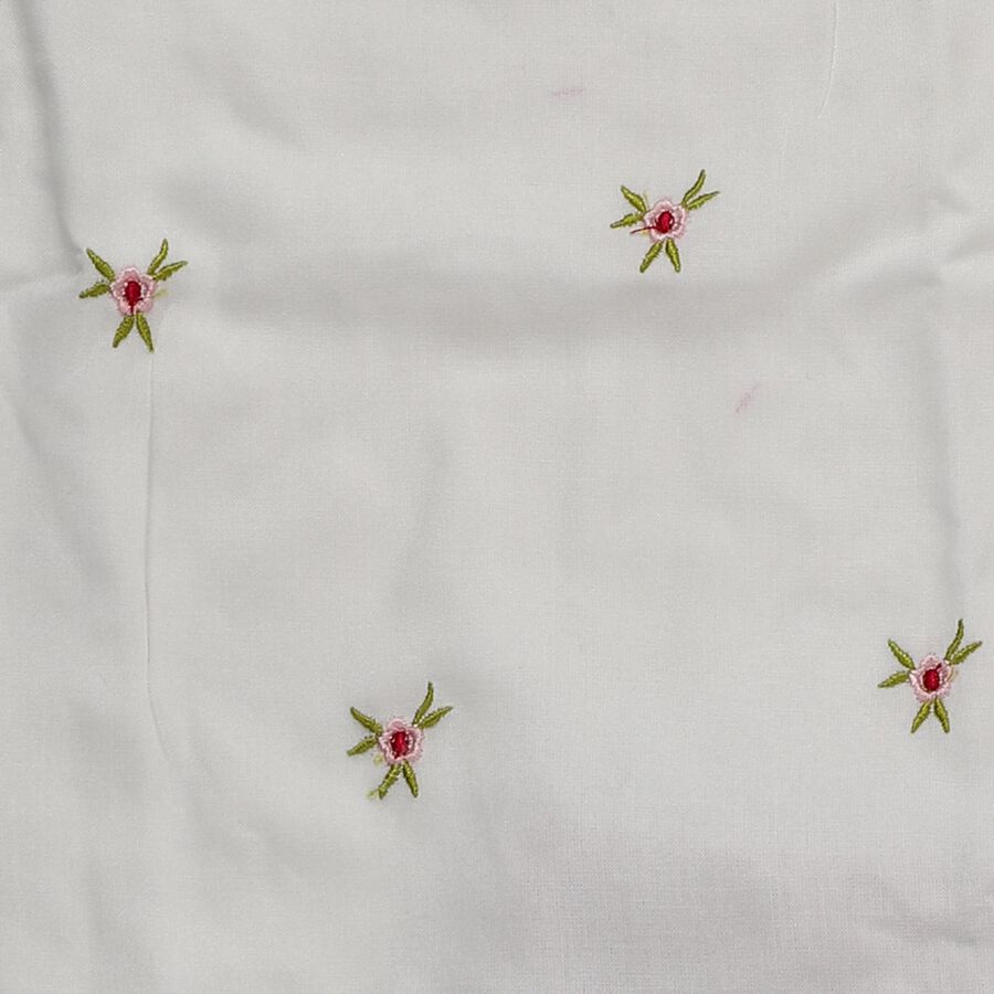 Girls' White and Red Round Neck Embroidered Top and Capri Set, ऑफ व्हाइट, large