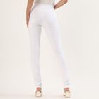 Women's Bright White Cotton Blend Elastic Waist Churidar, सफ़ेद, small image number null