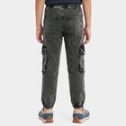 Boys' Black Cargo Fit Washed Jeans, काला, small
