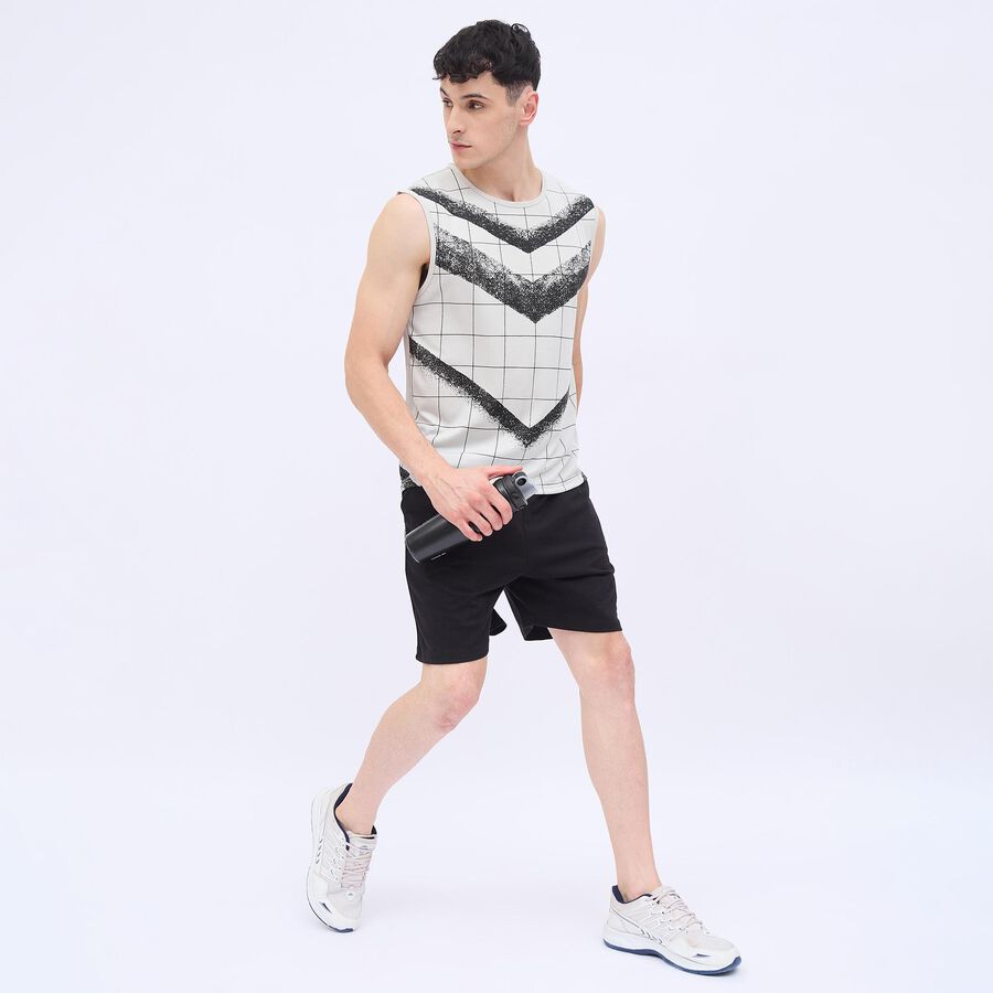 Men's Jet Black Regular Fit Side-Striped Bermuda Shorts, काला, large