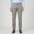 Men's Grey Slim Fit Flat-Front Casual Trousers, Light Grey, small