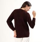 Women's Dark Brown Crew Neck Casual Pullover, भूरा, small image number null