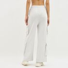 Women's Light Ash Grey Regular Fit Cargo Track Pants, Ecru Melange, small image number null