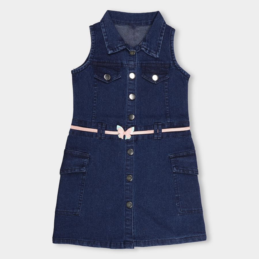 Girls' Frock, Dark Blue, large image number null