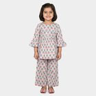 Girls Light Blue Round Neck Co-ord Set Upper and Bottom Set, Light Blue, small