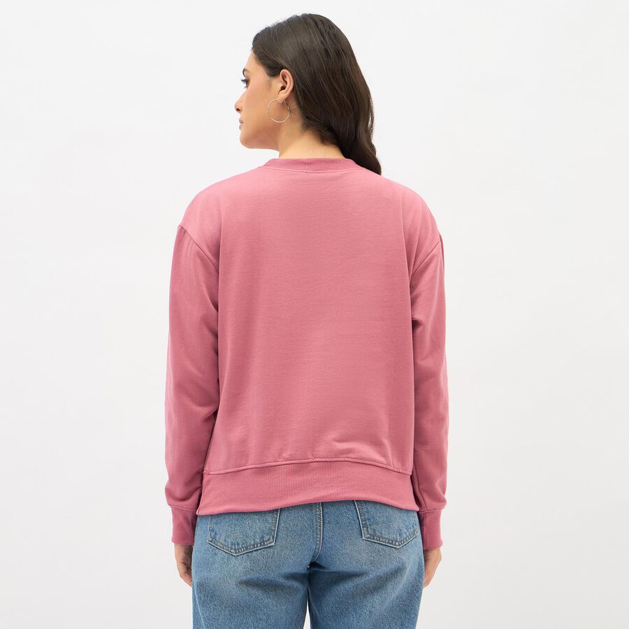 Women's Dusty Rose Crew Neck Casual Sweatshirt, Pink, large image number null