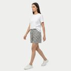 Women's Grey Regular Fit Printed Shorts, गहरा ग्रे, small