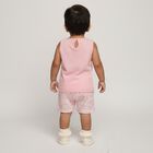 Infant Girl Soft Pink Cotton Sleeveless Casual Shorts Set, गुलाबी, small image number null