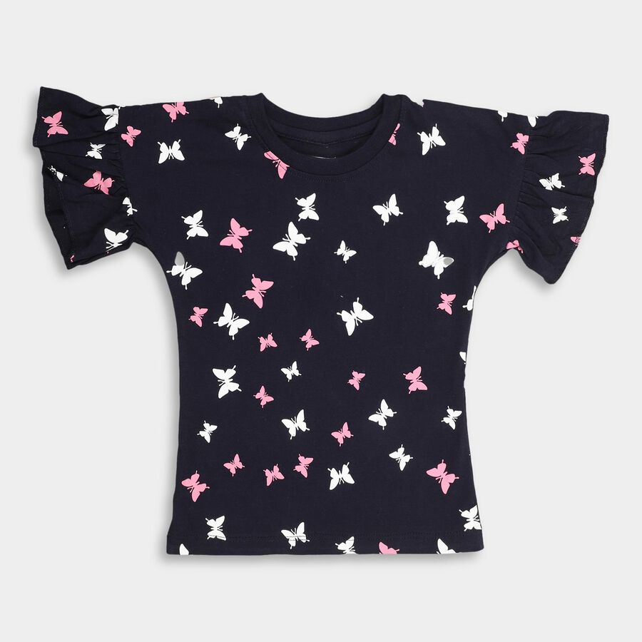 Girls' 100% Cotton T-Shirt , नेवी ब्लू, large image number null