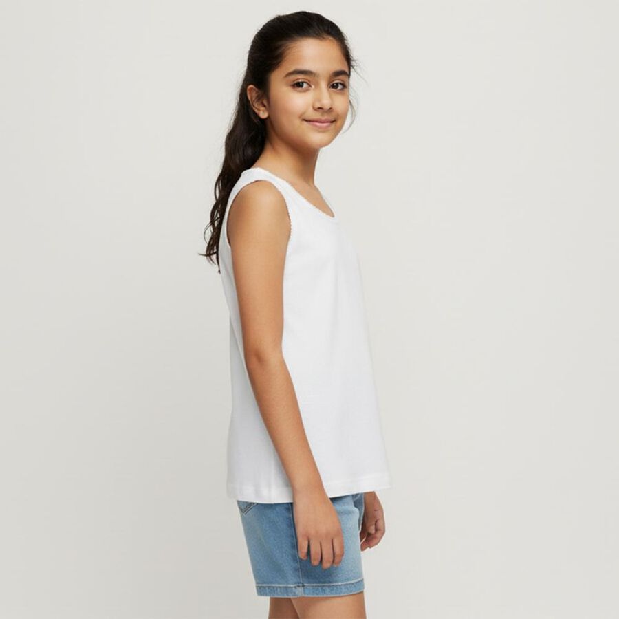 Girls' 100% Cotton Vest, सफ़ेद, large image number null