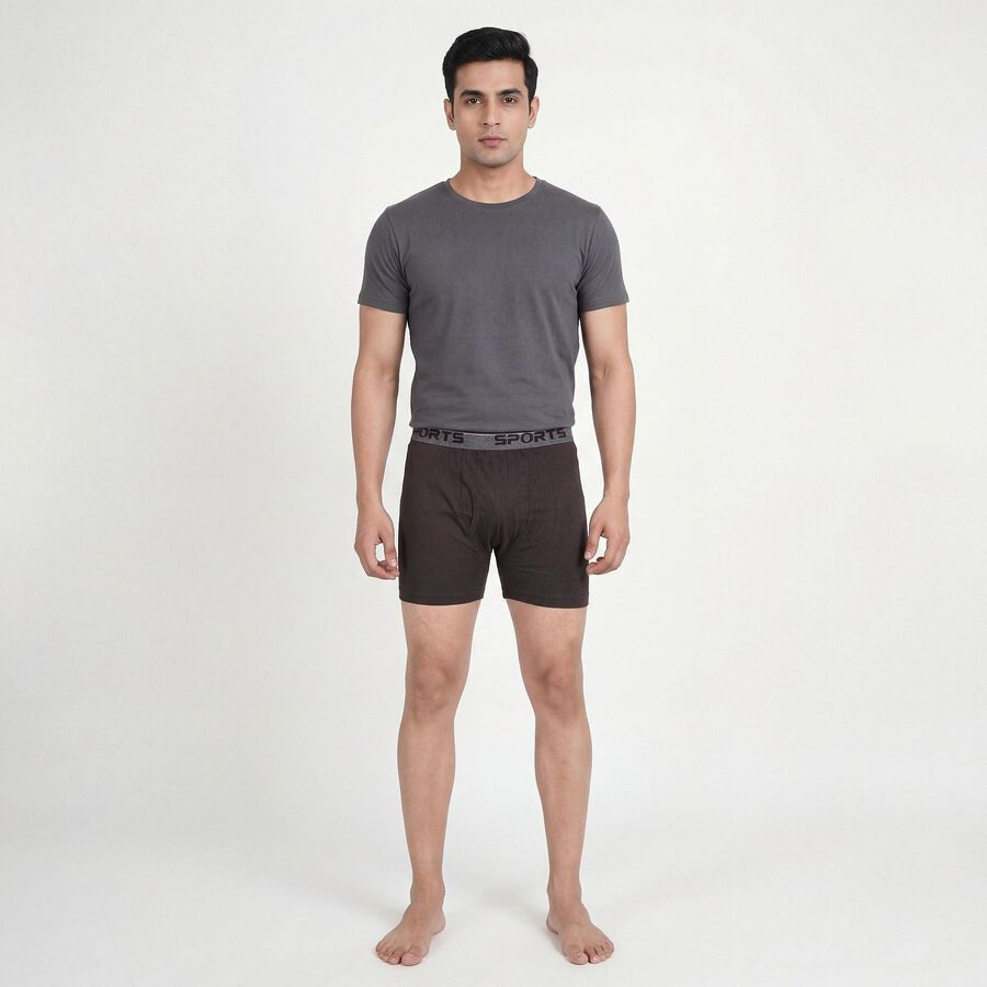 Men's Brown Regular Fit Elasticated Waistband Trunks, भूरा, large