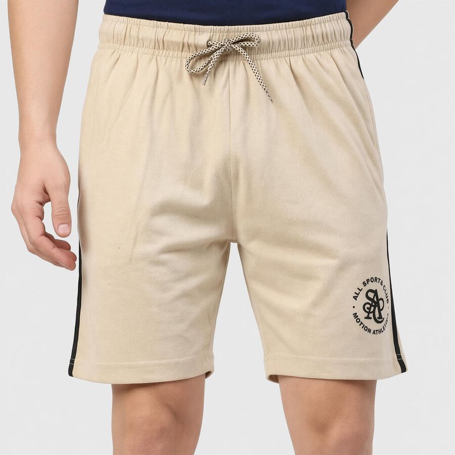 Men's Beige Regular Fit Athletic Bermuda Shorts, Beige, large