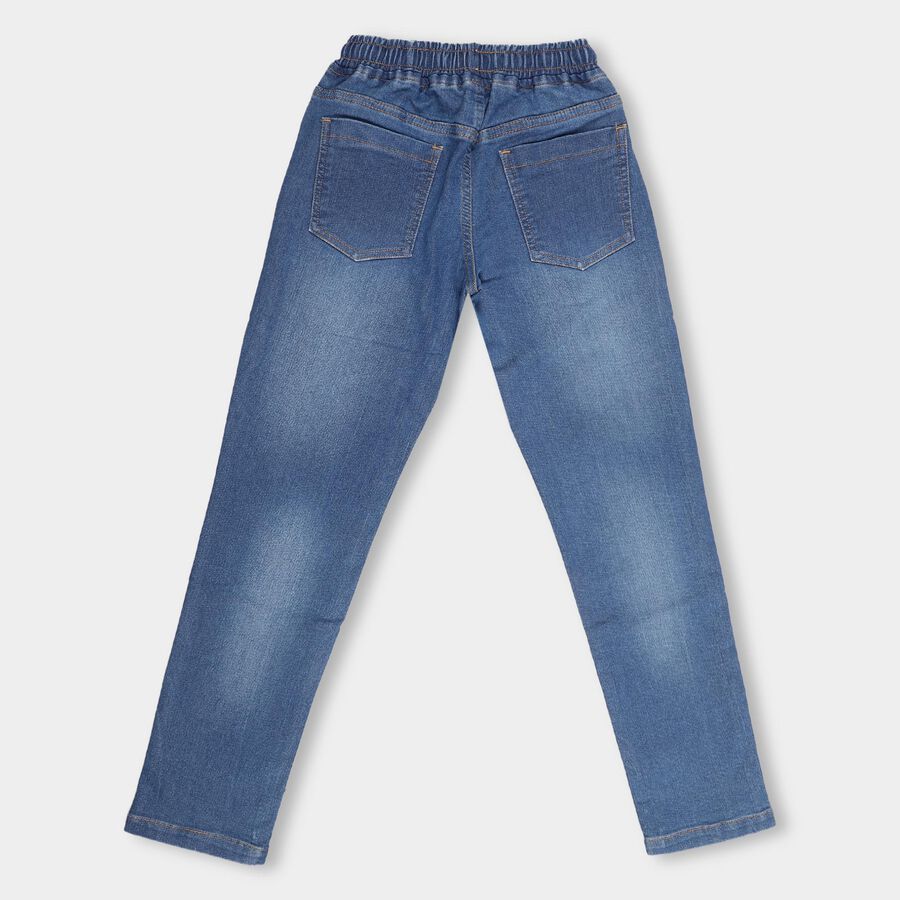 Boys' Stonewashed Blue Slim Fit Basic Jeans, Mid Blue, large image number null