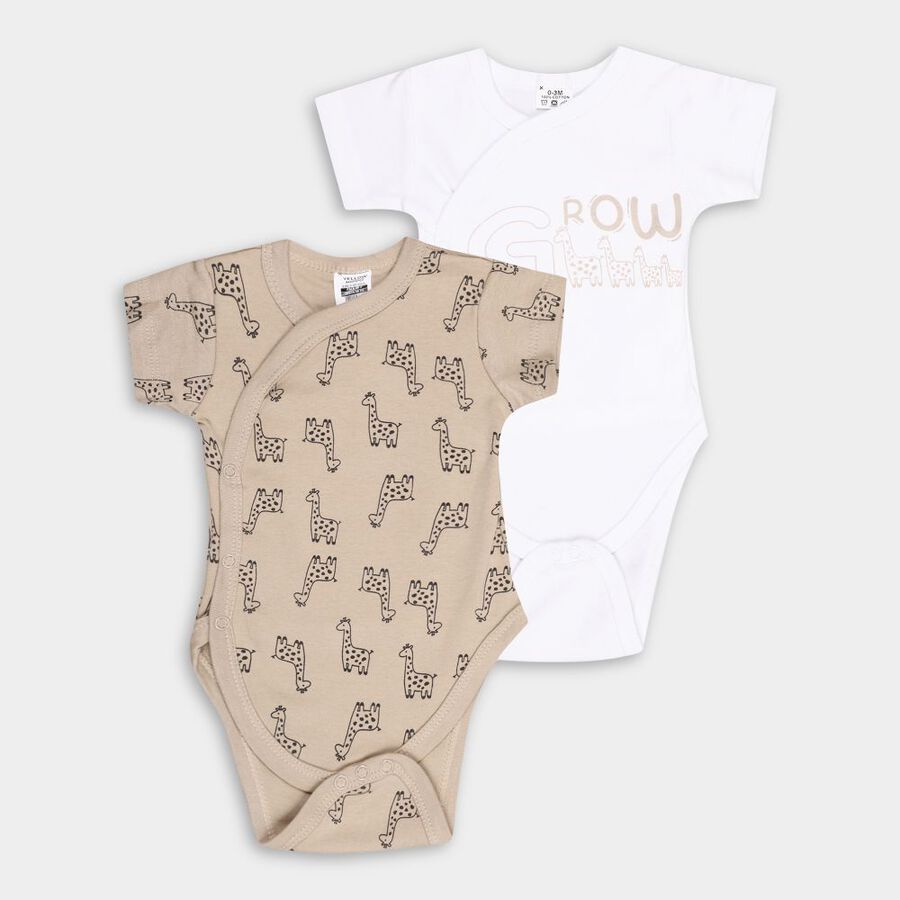 Infants' Cotton Bodysuit, Beige, large image number null