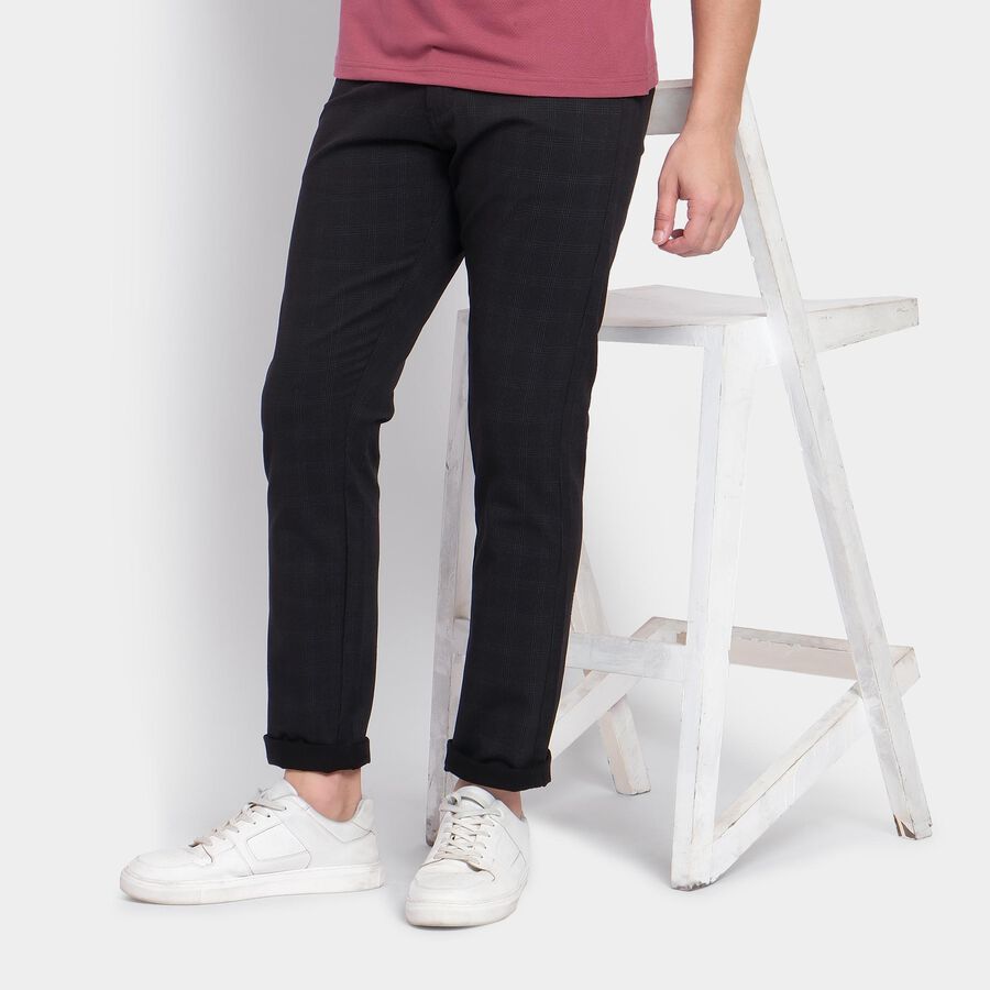 Men's Slim Fit Casual Trousers , गहरा ग्रे, large image number null