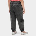 Girls' Black Jogger Fit Embroidered Belt Cargo Jeans, Black, small