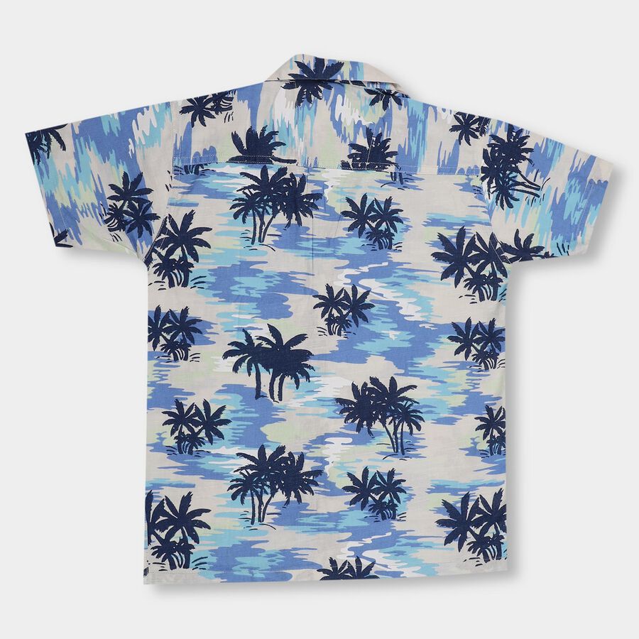 Boys' Bright Sky Blue Cotton Regular Collar Casual Shirt, Royal Blue, large image number null