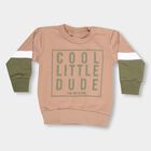 Infants Beige Cotton Crew Neck Casual T-Shirt, Beige, small image number null