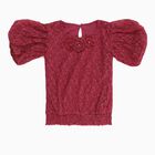 Girls Deep Red Round Neck Romantic T-Shirt, गुलाबी, small image number null