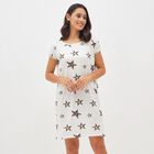 Women's Bright White Round Neck Casual Nighty, सफ़ेद, small image number null