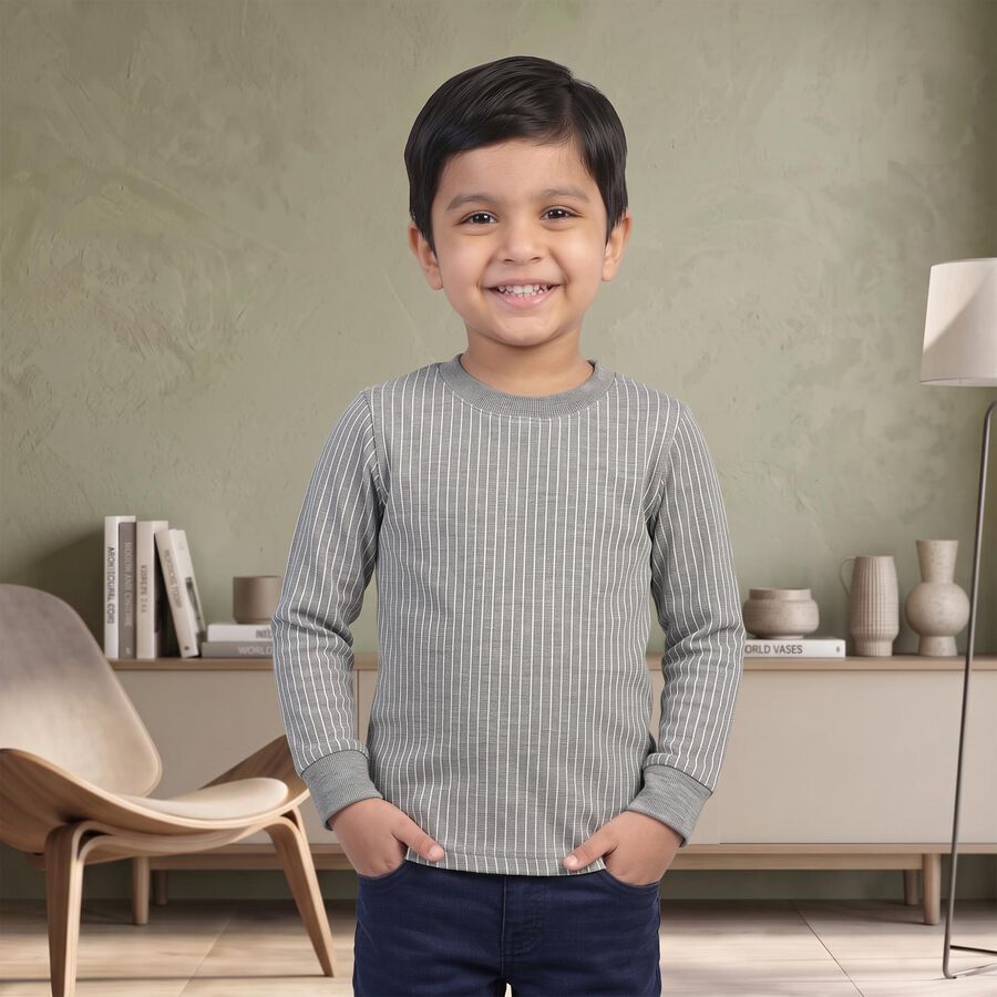Boys Grey Long Sleeve Thermal, Melange Light Grey, large