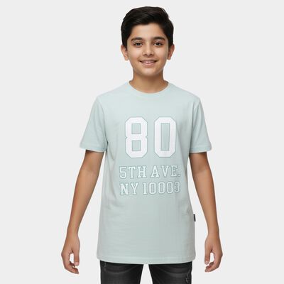 Boys Green Round Neck Casual T-Shirt