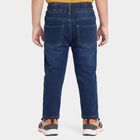 Boys' Dark Blue Blue Straight Fit Drawstring Waist Jeans, गहरा नीला, small