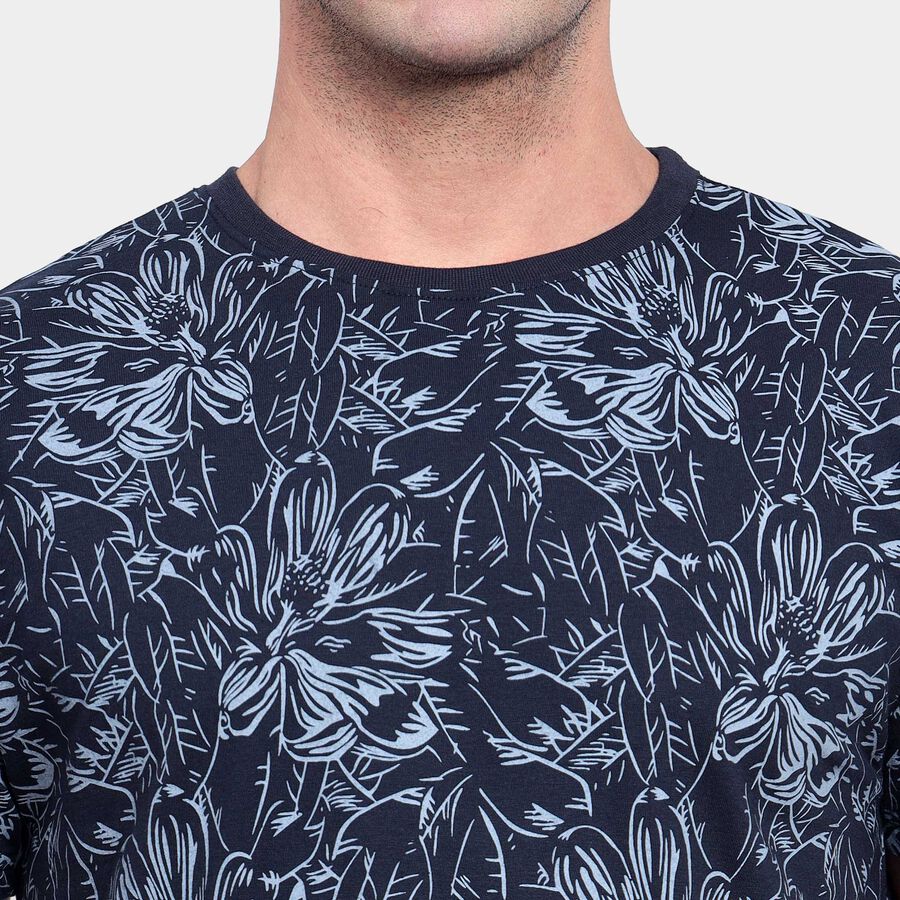 All Over Print Round Neck T-Shirt, Navy Blue, large image number null
