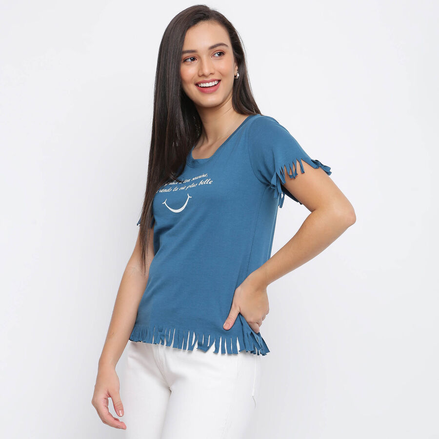Round Neck T-Shirt, Teal Blue, large image number null