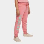 Girls' Bright Coral Pink Text Print Elastic Waist Pyjama, मूँगा (कोरल), small image number null