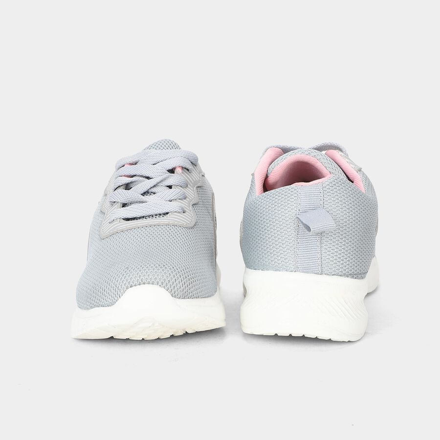 Women's Grey Lace-Up Sneakers, ग्रे, large