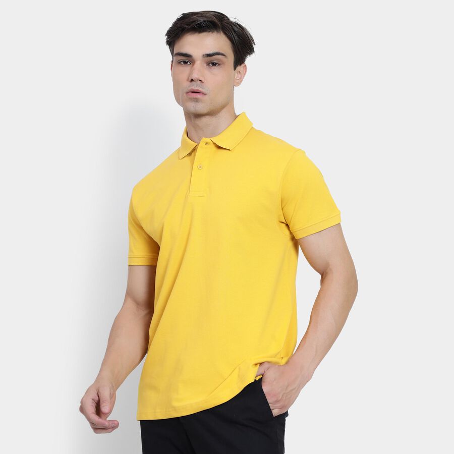 Men's Collared Half Sleeves T-Shirt , Mustard, large image number null