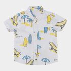 Boys White Cotton Half Sleeve Classic Collar Casual Shirt, White, small