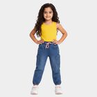 Girls' Blue Jogger Fit Cargo Jeans, Mid Blue, small