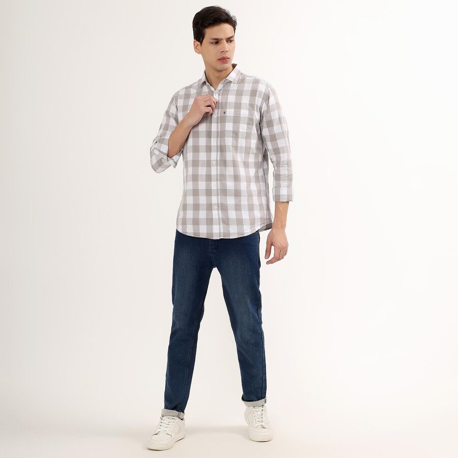 Men's 100% Cotton Regular Collar Casual Shirt , हल्का ग्रे, large image number null