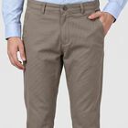 Men's Grey Slim Fit Textured Casual Trousers, हल्का ग्रे, small