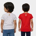 Infants Red Cotton Round Neck Casual T-Shirt, Red, small