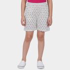 Girls' White Regular Fit Printed Shorts, ऑफ व्हाइट, small