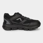 Men's Jet Black Lace-Up Sports Shoes, काला, small