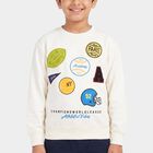 Boys' Off White Crew Neck Graphic Print Sweatshirt, ऑफ व्हाइट, small