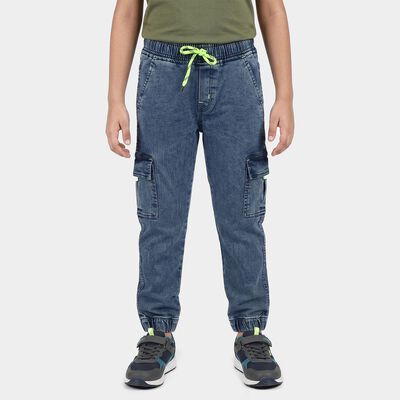Boys Blue Cargo Jogger Fit Washed Jeans
