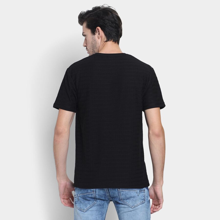 Men's Round Neck Half Sleeves T-Shirt , Black, large image number null