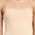 Ladies' Beige Cotton Sweetheart Neck Casual Slip, Beige, small