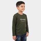 Boys Olive Green Round Neck Regular Boys T-Shirt, ओलिव, small