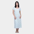 Women's White Square Neck A-Line Nighty, सफ़ेद, small