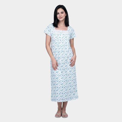 Women's White Square Neck A-Line Nighty