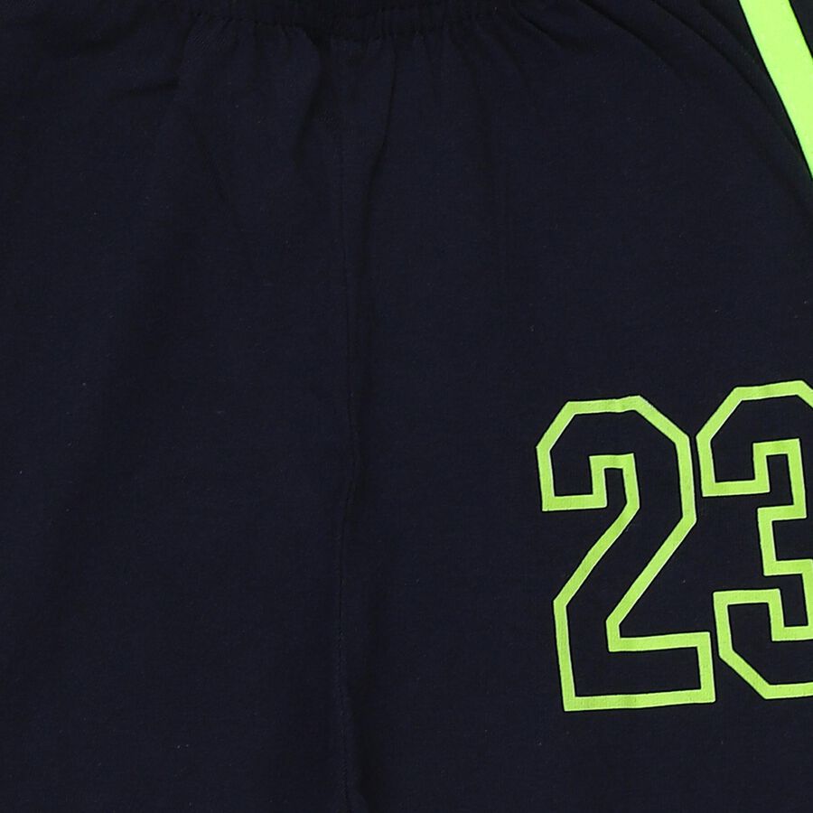 Boys' Navy Blue Sporty Cotton Blend Pyjama, Navy Blue, large