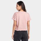 Women's Pink Cotton Round Neck Regular T-Shirt, Light Pink, small