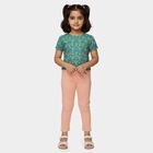 Girls' Coral Ankle-Length Bow Accent Cotton Blend Legging, Coral, small