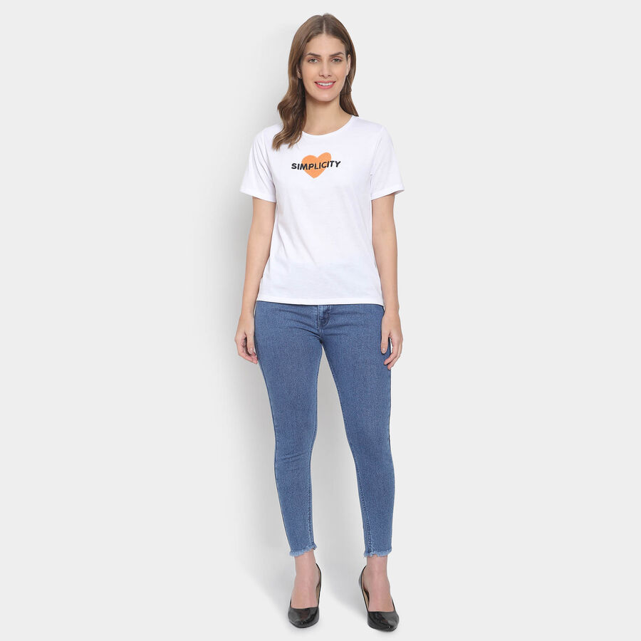 Embellished Round Neck T-Shirt, White, large image number null